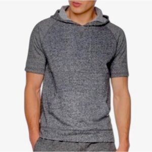 Rebel Canyon Men's Short Sleeve Pullover Hoodie Top Black Marl Medium Athleisure